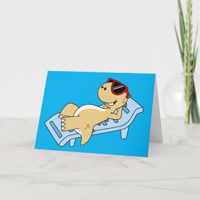 Illustration eines Sonnenbades Tyrannosaurus Rex. Karte (Vorderseite)