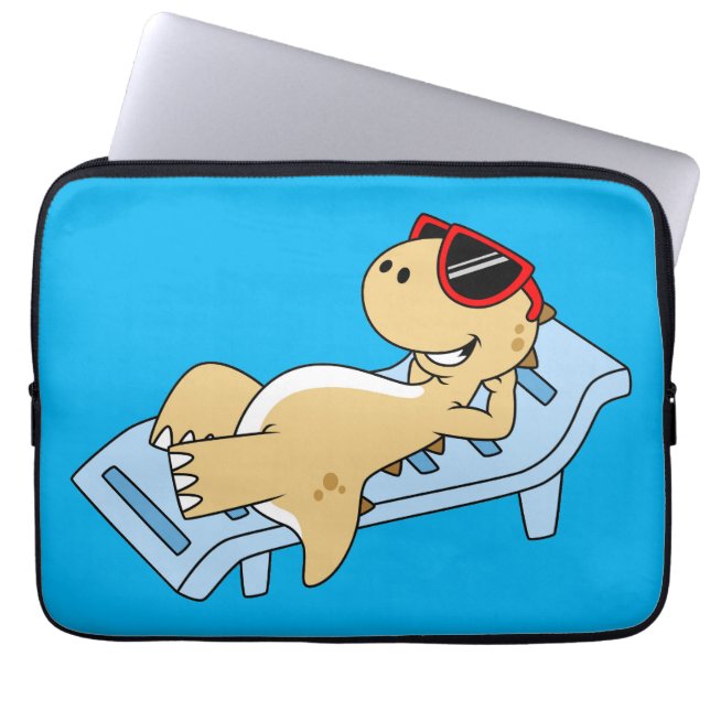 Illustration eines Sonnenbades Tyrannosaurus Rex. Laptopschutzhülle (Vorderseite)