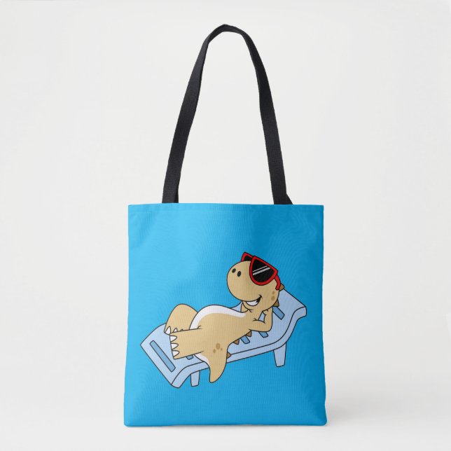 Illustration eines Sonnenbades Tyrannosaurus Rex. Tasche (Vorderseite)