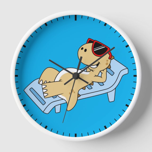 Illustration eines Sonnenbades Tyrannosaurus Rex. Uhr (Vorderseite)