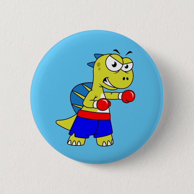 Illustration eines Spinosaurus-Boxens. Button (Vorderseite)