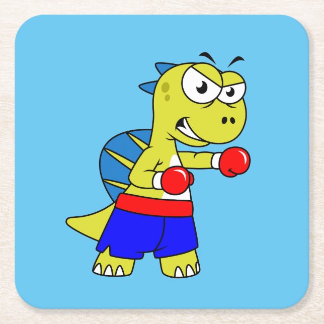 Illustration eines Spinosaurus-Boxens. Rechteckiger Pappuntersetzer (Vorderseite)