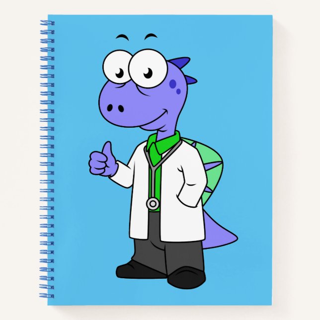 Illustration eines Spinosaurus-Doktors. Notizbuch (Vorderseite)