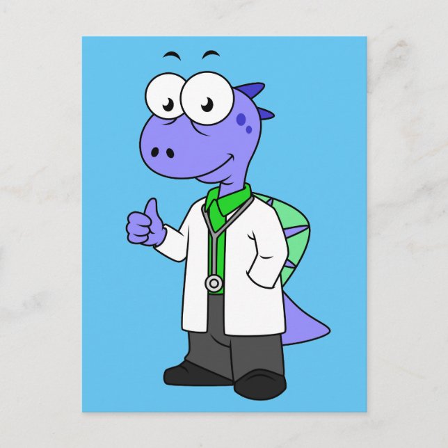 Illustration eines Spinosaurus-Doktors. Postkarte (Vorderseite)
