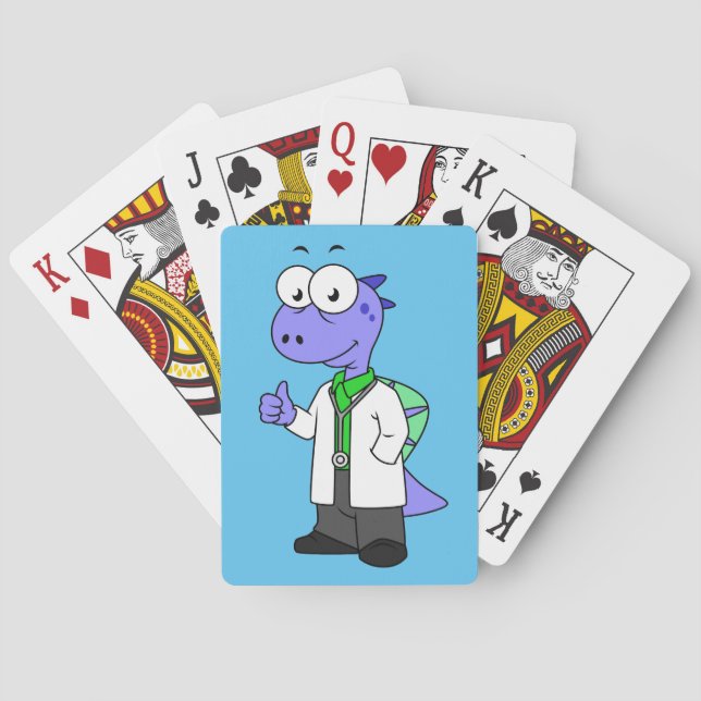 Illustration eines Spinosaurus-Doktors. Spielkarten (Rückseite)
