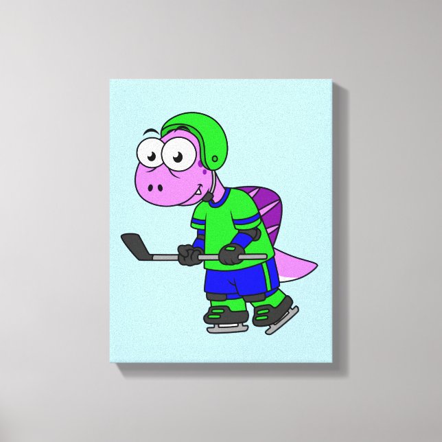 Illustration eines Spinosaurus-Hockeyspielers. Leinwanddruck (Vorderseite)