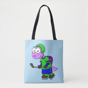 Illustration eines Spinosaurus-Hockeyspielers. Tasche