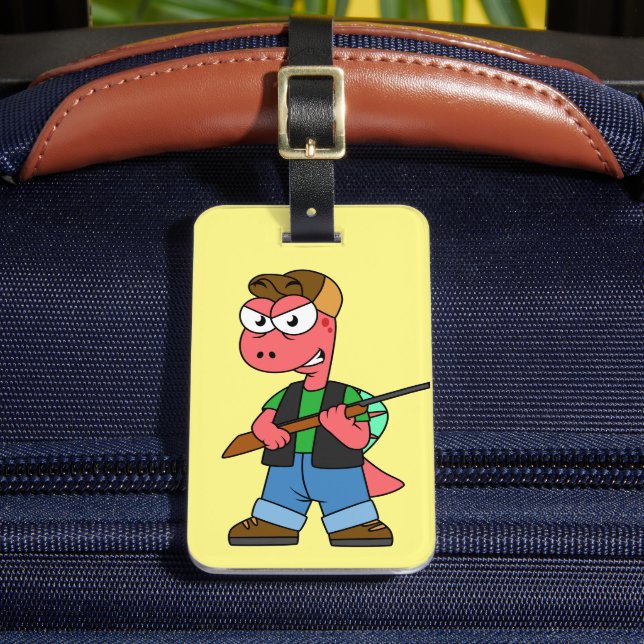 Illustration eines Spinosaurus-Jägers mit Schusswa Gepäckanhänger (Vorderseite Insitu 2)