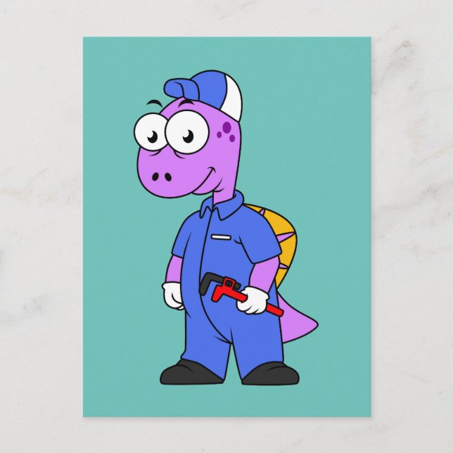 Illustration eines Spinosaurus-Klempners. Postkarte (Vorderseite)