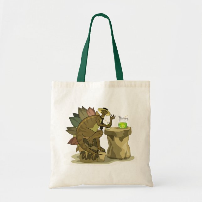 Illustration eines Stegosaurus, der ein Getränk tr Tragetasche (Vorne)