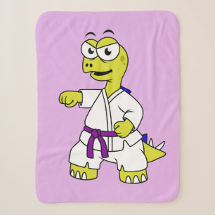 Illustration eines Stegosaurus, der Karate praktiz Sherpadecke