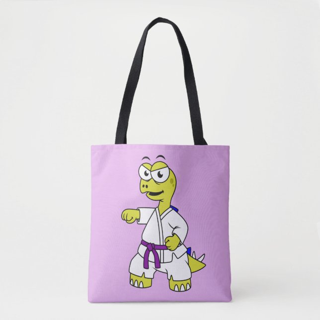 Illustration eines Stegosaurus, der Karate praktiz Tasche (Vorderseite)