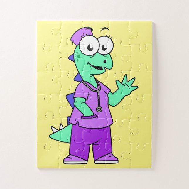 Illustration eines Stegosaurus-Krankenschwesters. (Vertikal)