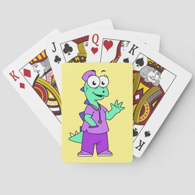 Illustration eines Stegosaurus-Krankenschwesters. Spielkarten (Rückseite)