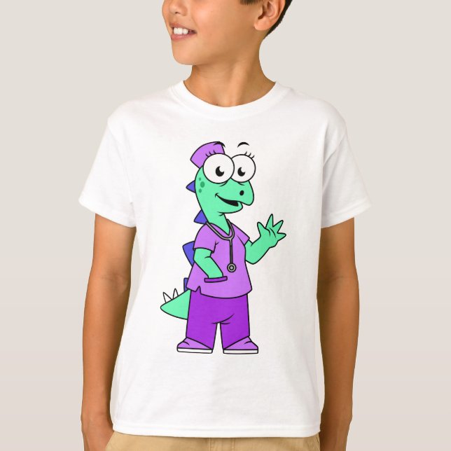 Illustration eines Stegosaurus-Krankenschwesters. T-Shirt (Vorderseite)