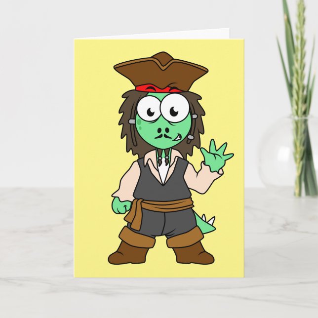 Illustration eines Stegosaurus-Pirates, Jack-Sparr Karte (Vorderseite)