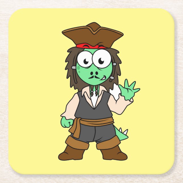 Illustration eines Stegosaurus-Pirates, Jack-Sparr Rechteckiger Pappuntersetzer (Vorderseite)