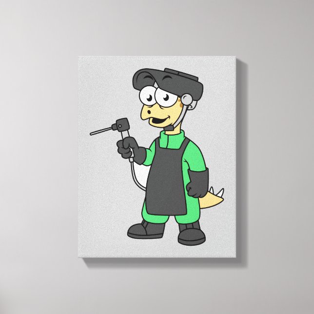 Illustration eines Stegosaurus Welders. Leinwanddruck (Vorderseite)