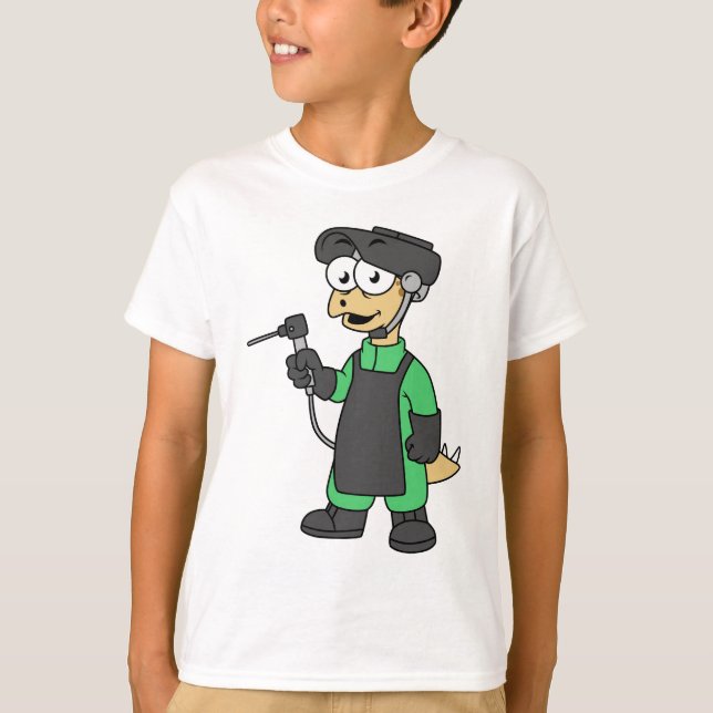 Illustration eines Stegosaurus Welders. T-Shirt (Vorderseite)