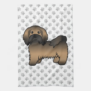 Illustration eines süßen Cartoon-Hundes mit Havane Geschirrtuch