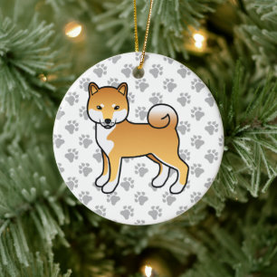 Illustration eines süßen roten Shiba-Inu-Cartoons Keramik Ornament