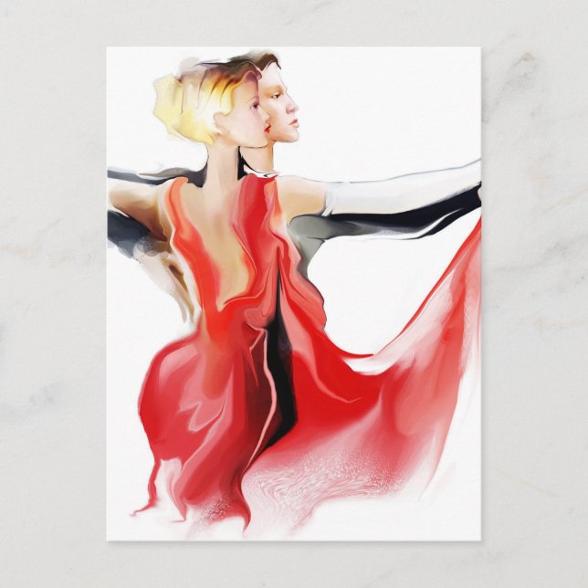 Illustration eines Tanzpaares Postkarte (Vorderseite)