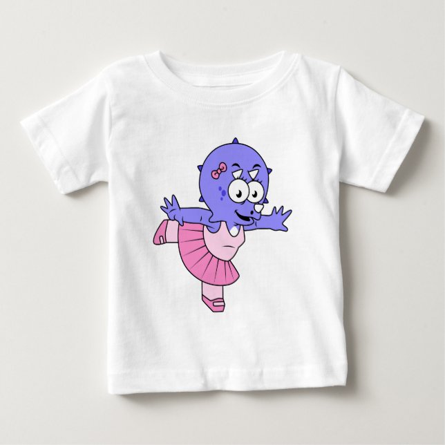 Illustration eines Triceratops Ballet Tänzers. Baby T-shirt (Vorderseite)