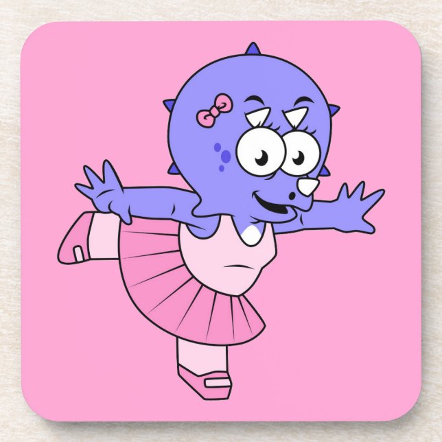 Illustration eines Triceratops Ballet Tänzers. Getränkeuntersetzer (Vorderseite)