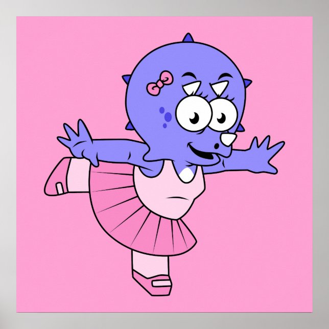 Illustration eines Triceratops Ballet Tänzers. Poster (Vorne)