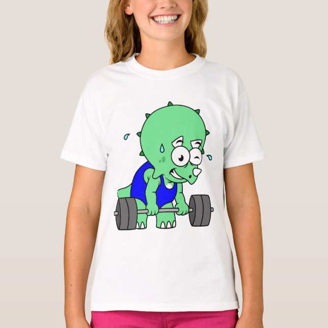 Illustration eines Triceratops, der Gewichte hebt. T-Shirt (Vorderseite)