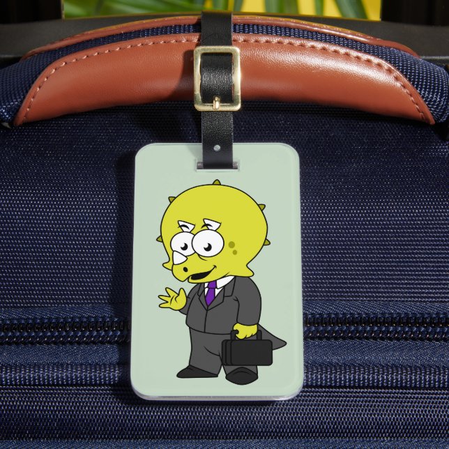 Illustration eines Triceratops Geschäftsmann. Gepäckanhänger (Vorderseite Insitu 2)