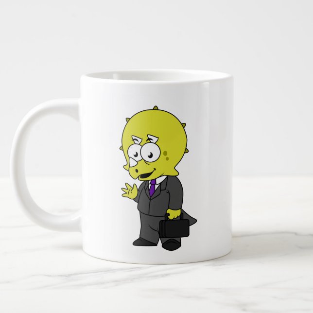 Illustration eines Triceratops Geschäftsmann. Jumbo-Tasse (Links)
