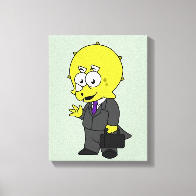 Illustration eines Triceratops Geschäftsmann. Leinwanddruck (Vorderseite)