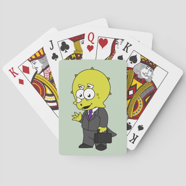 Illustration eines Triceratops Geschäftsmann. Spielkarten (Rückseite)