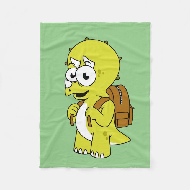 Illustration eines Triceratops mit Backpack. Fleecedecke (Vorderseite)