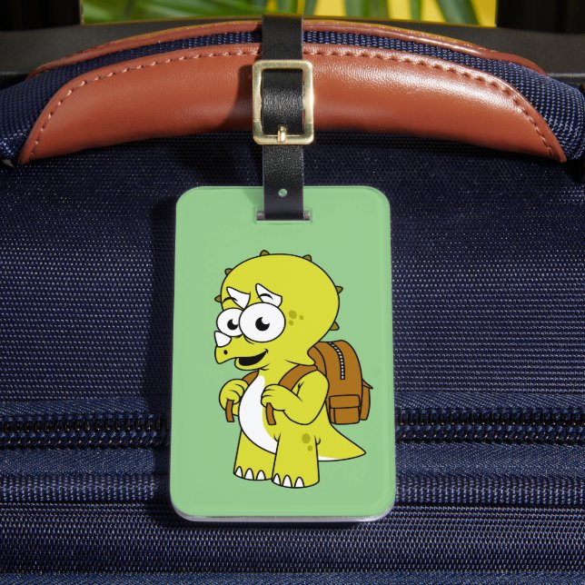 Illustration eines Triceratops mit Backpack. Gepäckanhänger (Vorderseite Insitu 2)