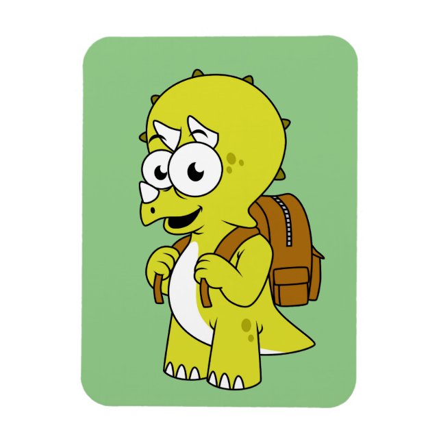Illustration eines Triceratops mit Backpack. Magnet (Vertikal)