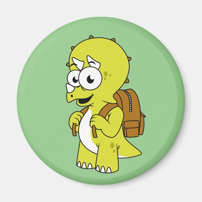 Illustration eines Triceratops mit Backpack. Magnet (Vorne)