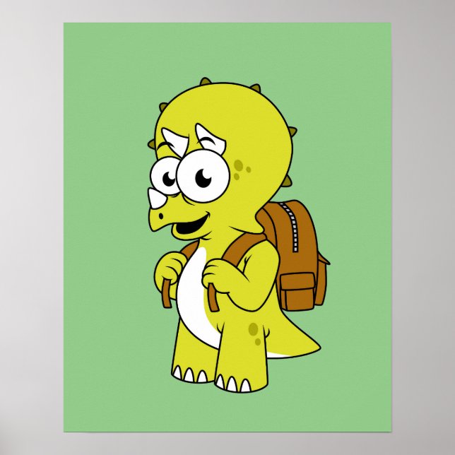 Illustration eines Triceratops mit Backpack. Poster (Vorne)