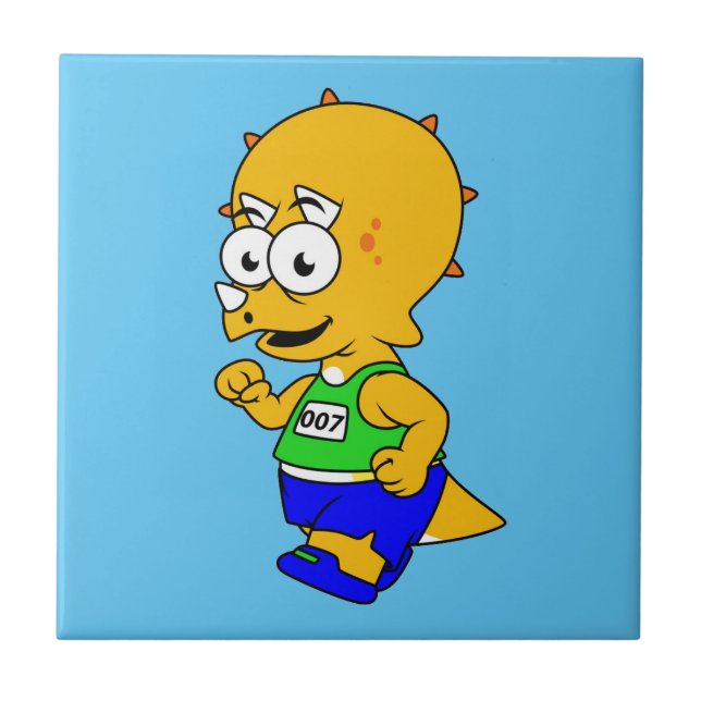 Illustration eines Triceratops Runners. Fliese (Vorderseite)