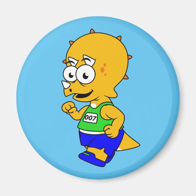 Illustration eines Triceratops Runners. Magnet (Vorne)