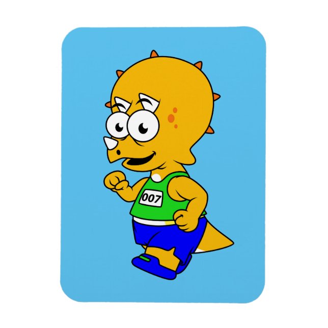 Illustration eines Triceratops Runners. Magnet (Vertikal)