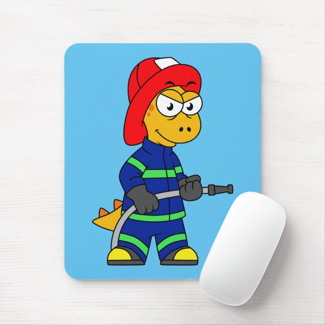 Illustration eines Tyrannosaurus Rex Feuerwehrmann Mousepad (Mit Mouse)