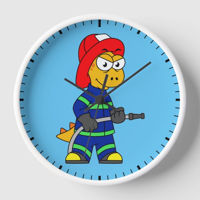Illustration eines Tyrannosaurus Rex Feuerwehrmann Uhr (Vorderseite)