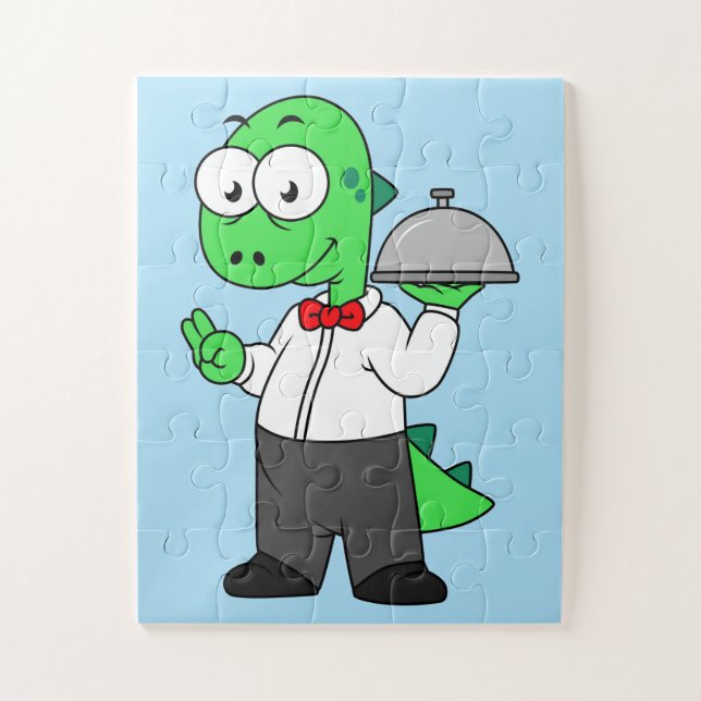 Illustration eines Tyrannosaurus Rex Food Kellners (Vertikal)
