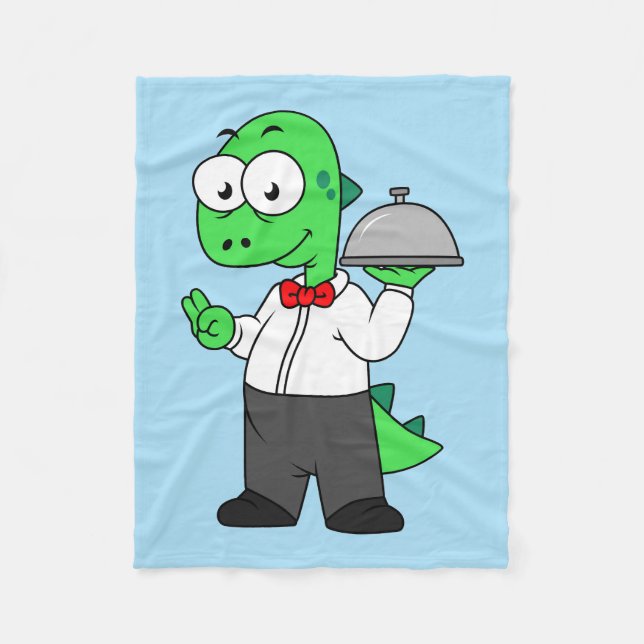 Illustration eines Tyrannosaurus Rex Food Kellners Fleecedecke (Vorderseite)