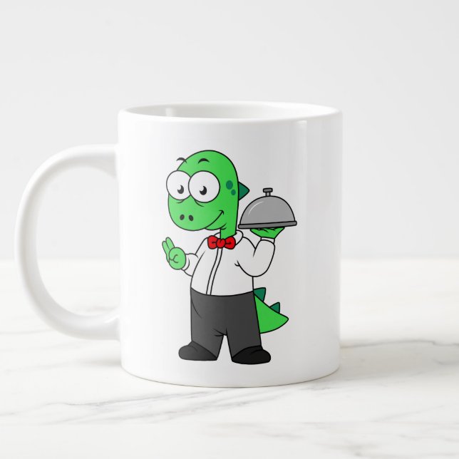 Illustration eines Tyrannosaurus Rex Food Kellners Jumbo-Tasse (Links)