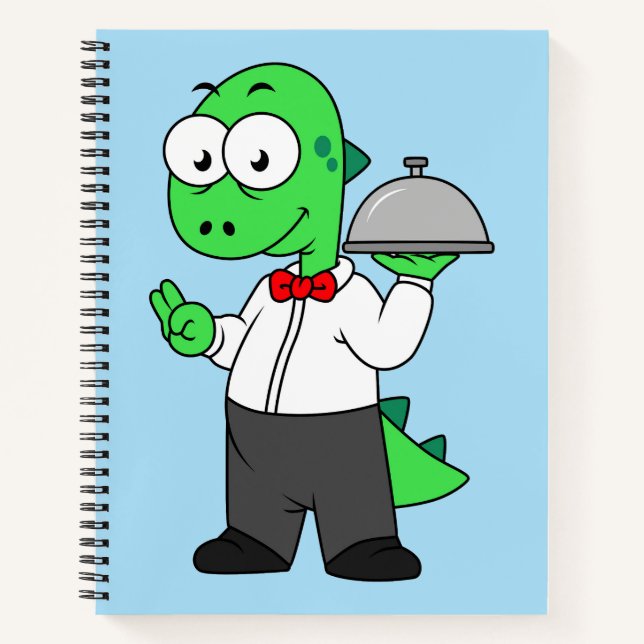 Illustration eines Tyrannosaurus Rex Food Kellners Notizbuch (Vorderseite)