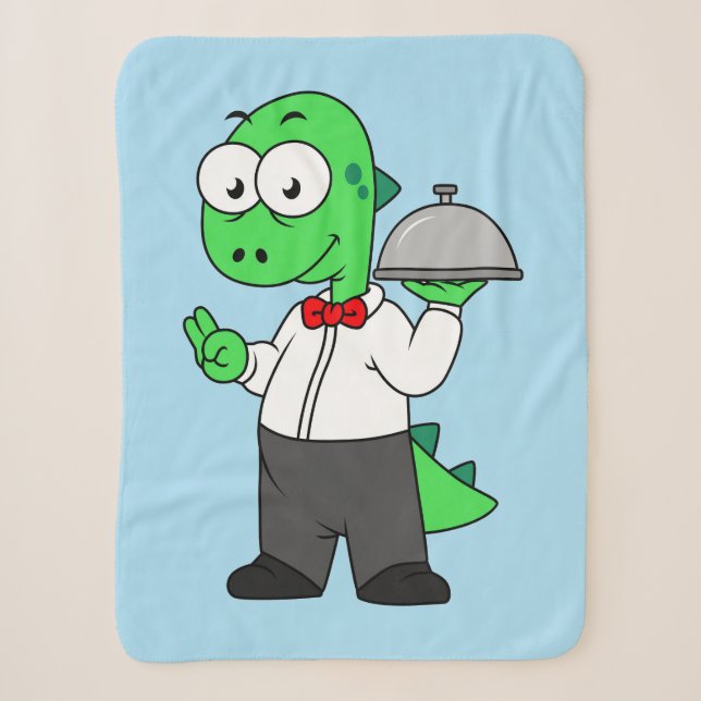 Illustration eines Tyrannosaurus Rex Food Kellners Sherpadecke (Vorderseite)