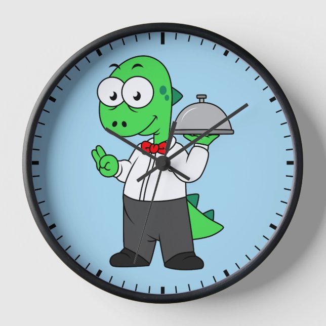 Illustration eines Tyrannosaurus Rex Food Kellners Uhr (Vorderseite)